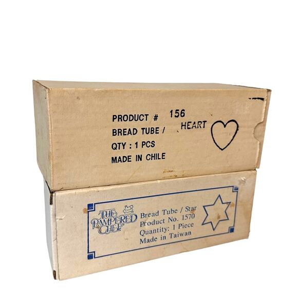 Pampered Chef Bread Tube New in Box Star Heart Discontinued Set of 2 Vintage - Picture 7 of 16